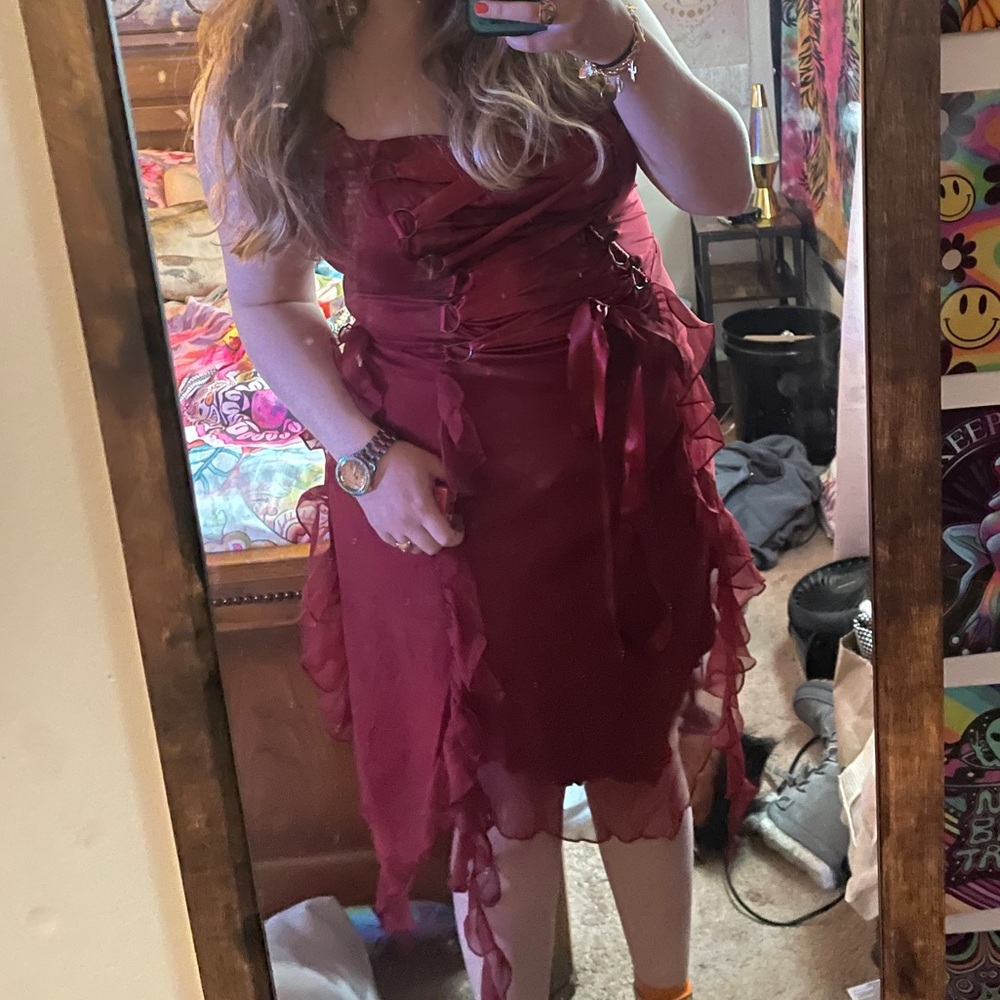 DollsKill Burgundy Midi Dress